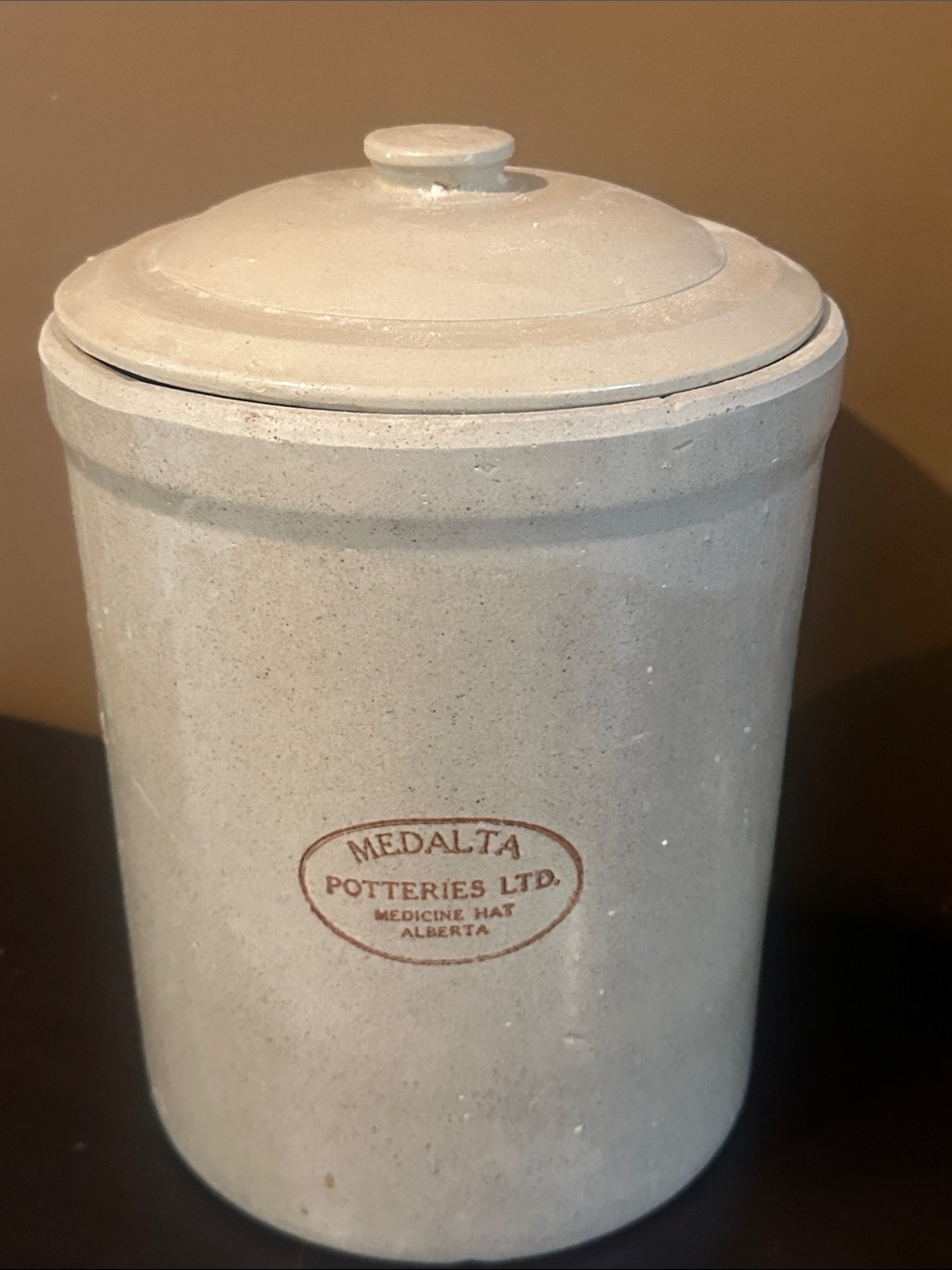 Medalta Pottery Stoneware Covered Canister in Light Cream